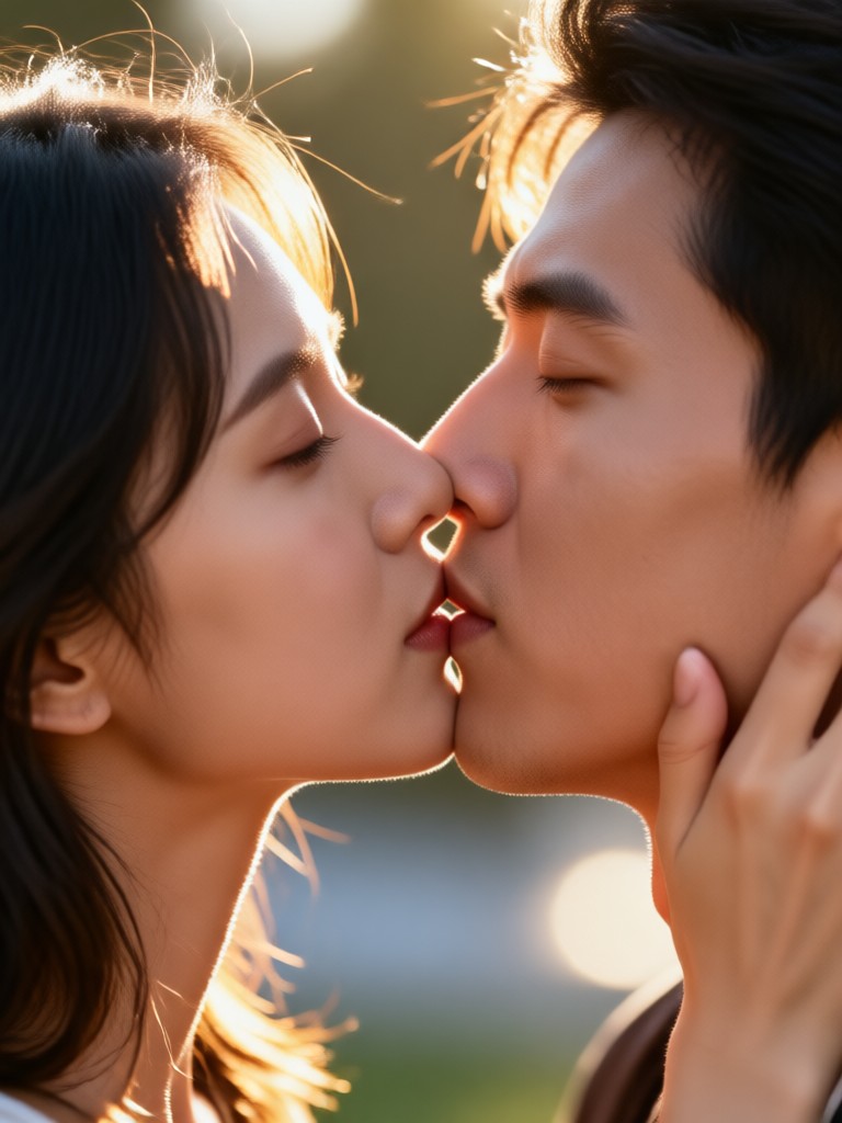 Anime style romantic kiss video