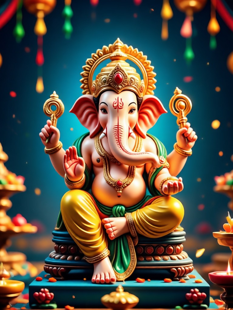 मॉडर्न आर्ट स्टाइल में AI जनरेटेड गणपति बप्पा छवि