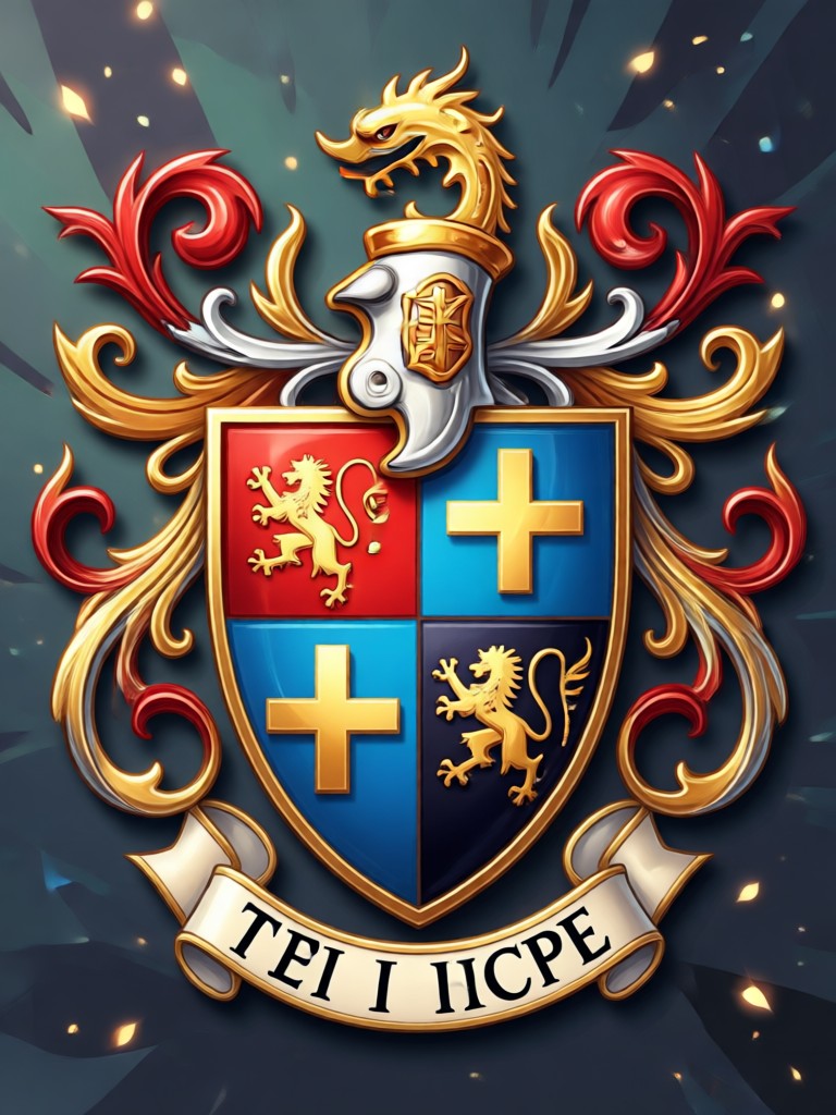 Academic institution coat of arms with book and torch