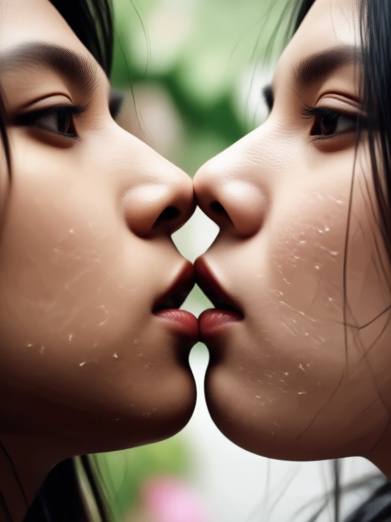 Realistic slow motion kiss generated from a photo