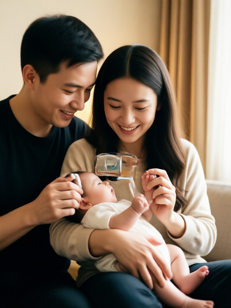 Vintage Photo Style Couple with Baby Filter