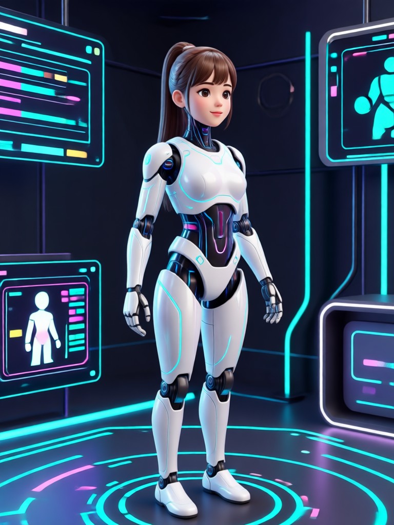 Cyberpunk neon themed avatar with futuristic accessories