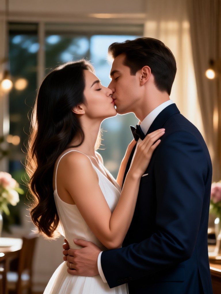 AI generated married couple kiss video example