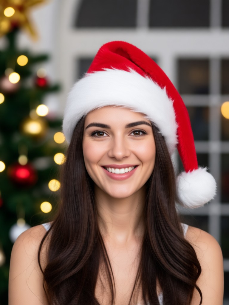 Before and after adding a Christmas hat