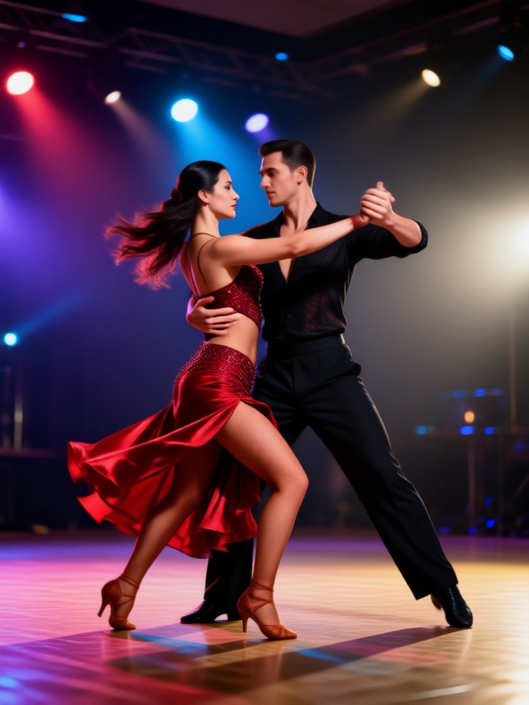 Phone screen showing a couple salsa dance video being created