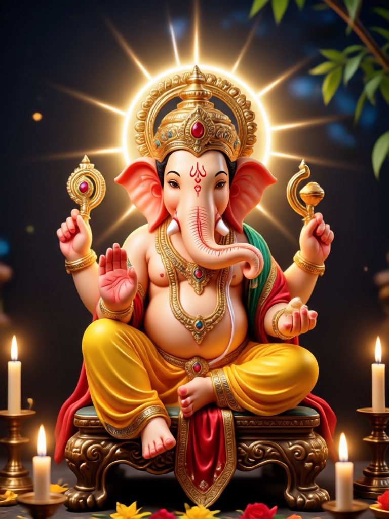 Festive portrait with Ganesha AI overlay