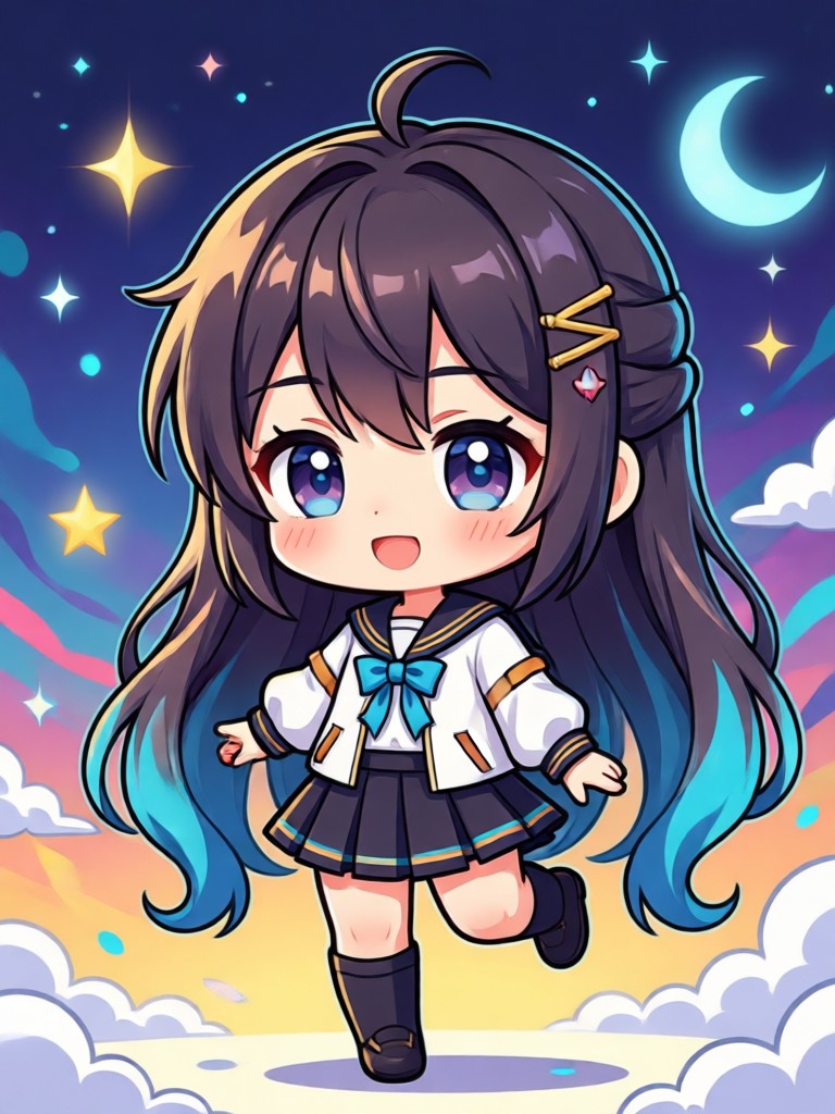 Personagem chibi com pose dinâmica