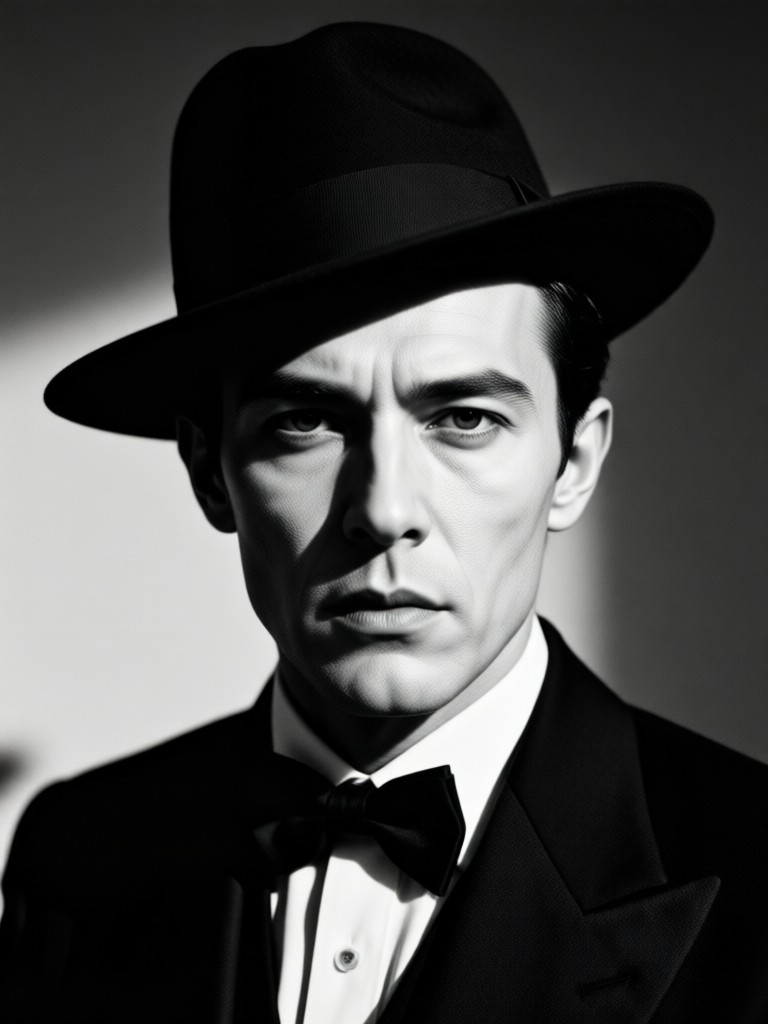 Klassisches Film-Noir-Porträt mit Seitenbeleuchtung