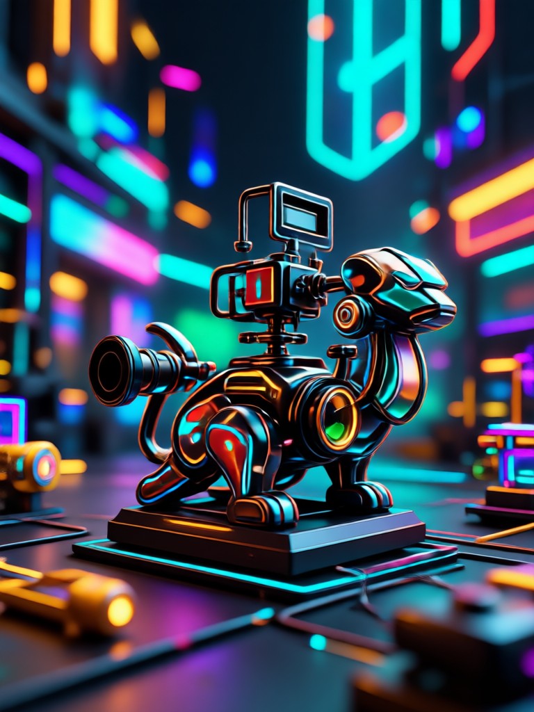 Resultado de vídeo por IA a partir de texto em estilo cyberpunk com cenários urbanos neon