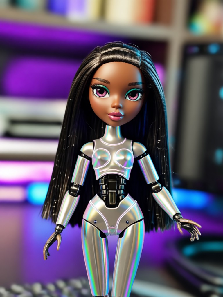 Classic Bratz doll look with animal print and big hair