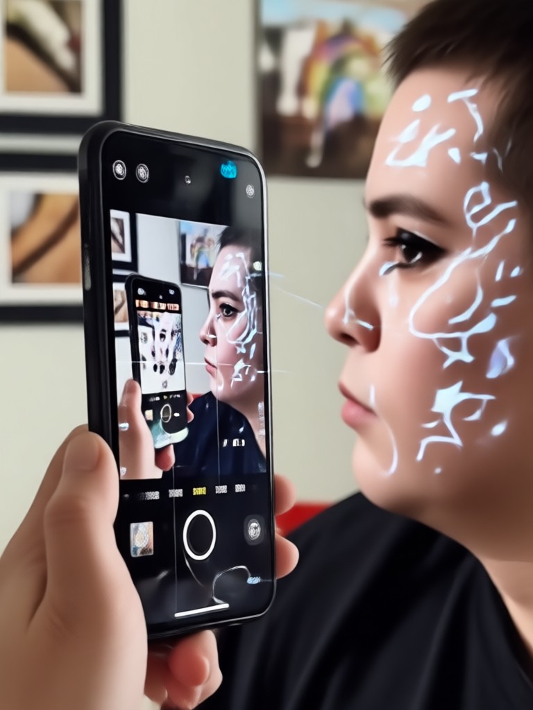 Live 3D video face swap example before and after