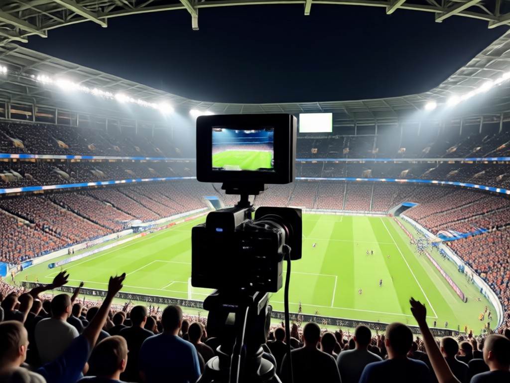 Stadium camera effect with score overlay