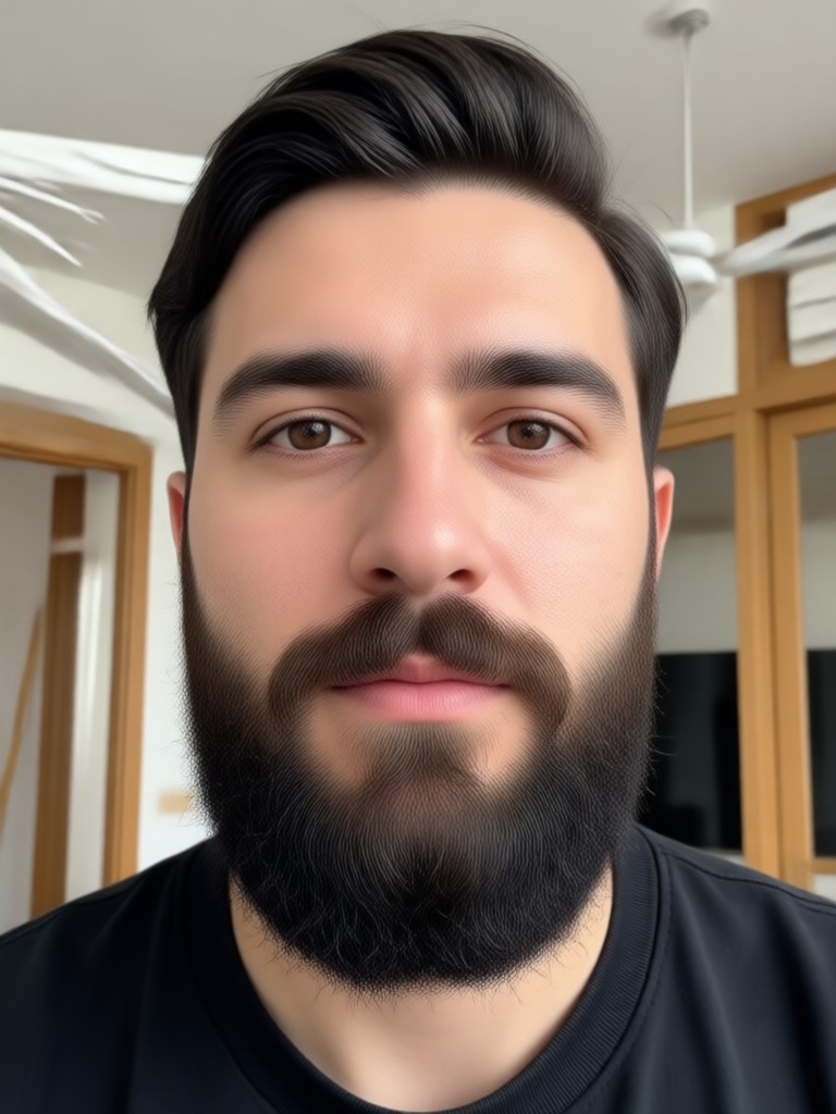 Before and after adding light stubble with AI