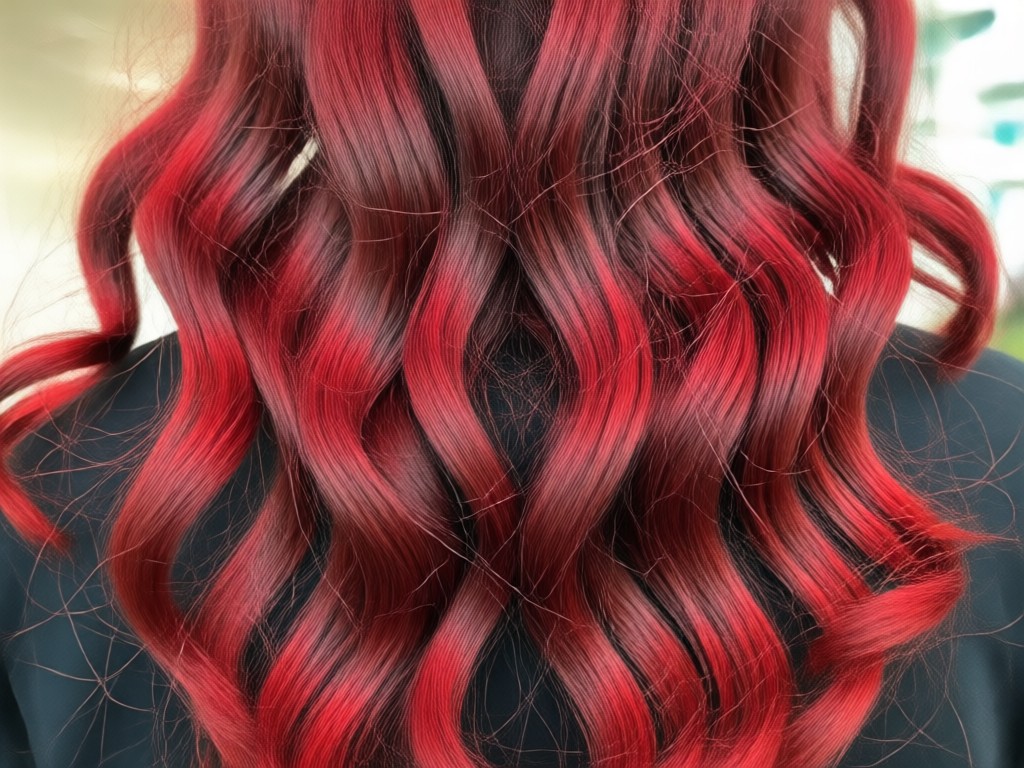 Person holding phone showing red hair filter before and after