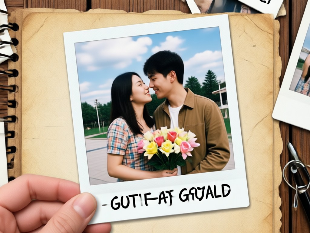 Polaroid photo with handwritten text and stickers