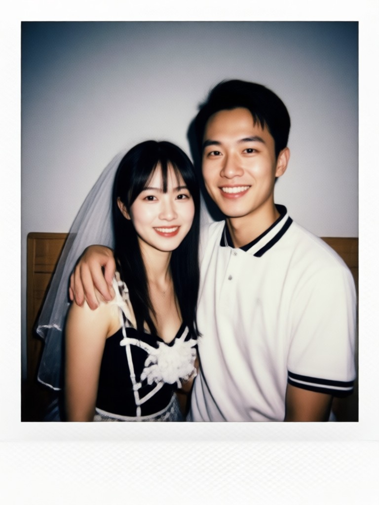 Classic instant film couple portrait