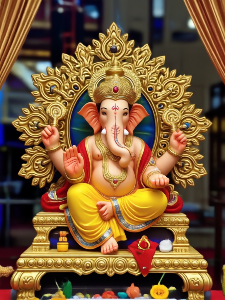 AI creation of a neon and light based modern pandal design