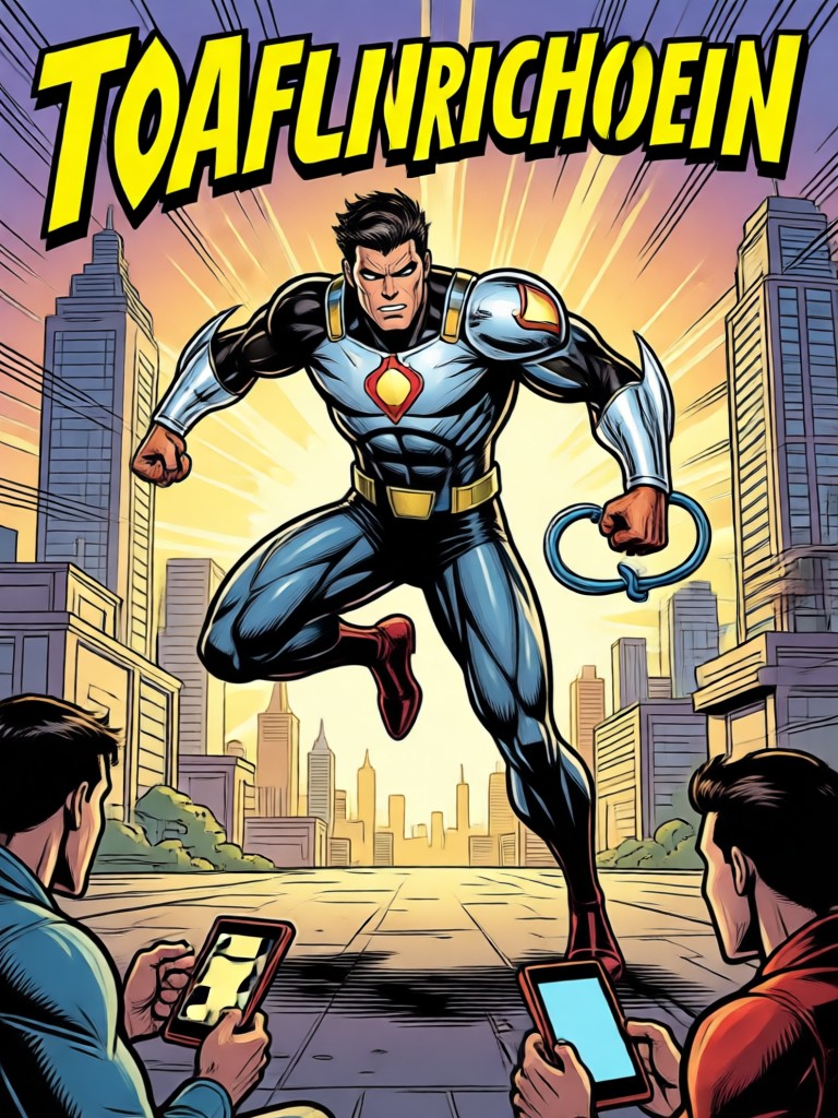 Photo transformed into American comic book art style