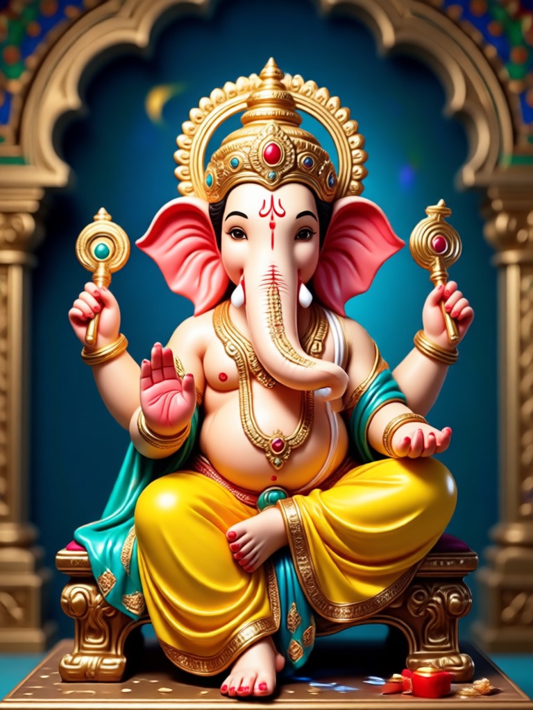 Ganpati with moving trunk and hand gestures