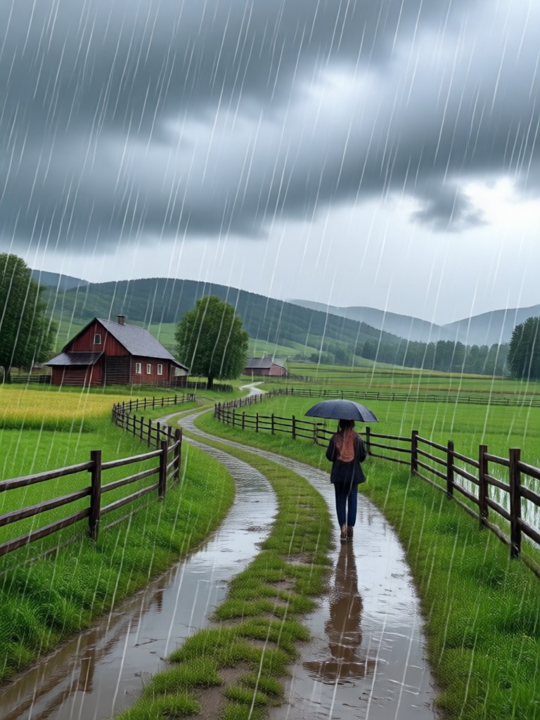 Foggy morning after rain in hills AI scene