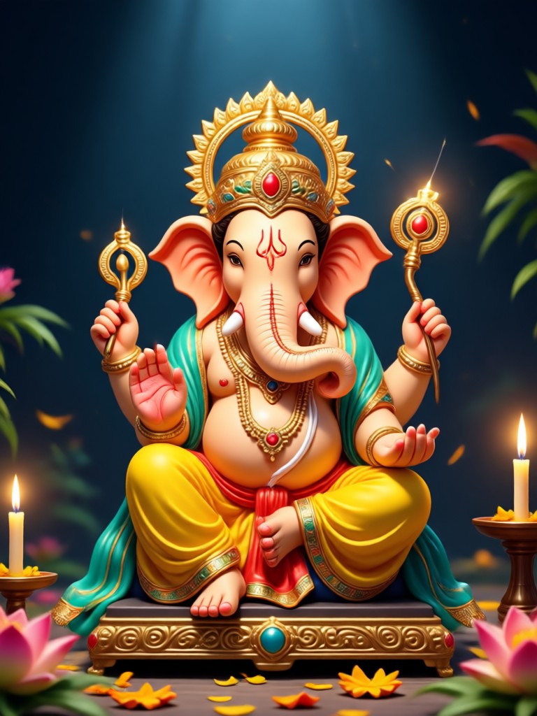 Traditional Ganesha AI photo with family