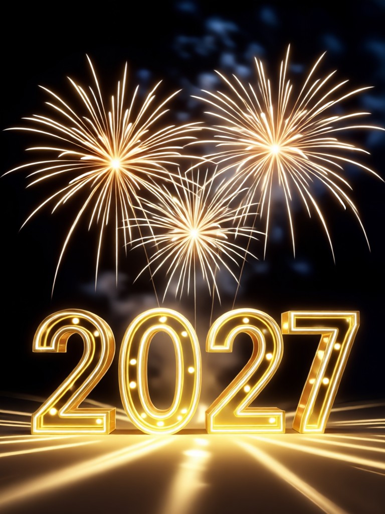 Gruppen-Neujahrsfoto mit funkelndem Konfettieffekt