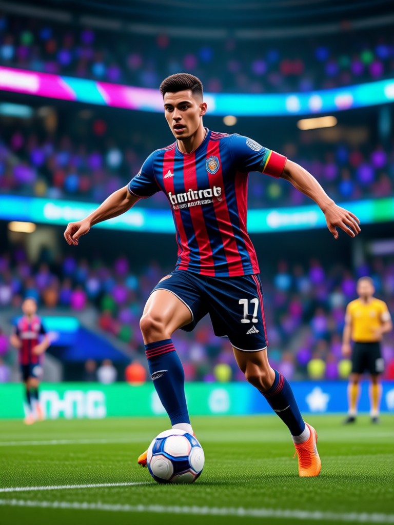Diseño de tarjeta de fútbol futurista con neón