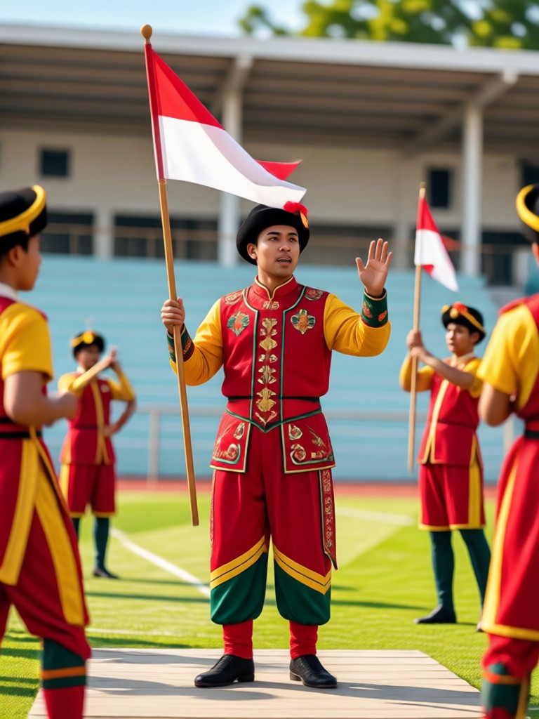 Foto pernikahan yang ditingkatkan dengan motif bunga Indonesia AI