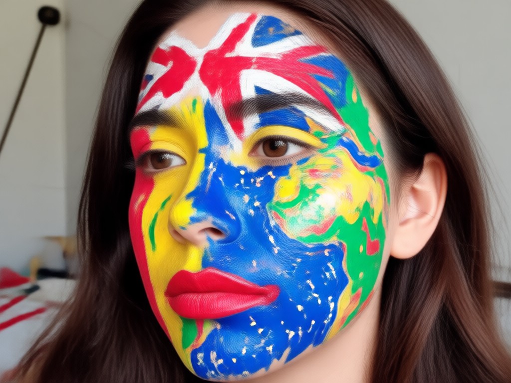 AI applying detailed national flag patterns to a face