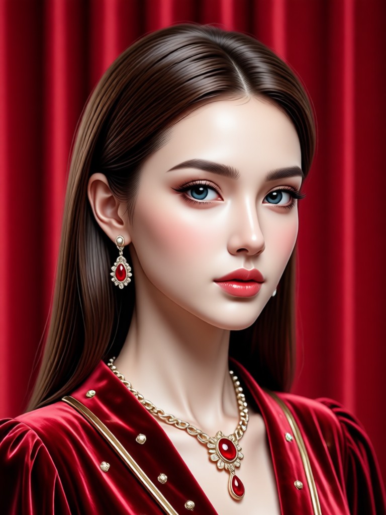 Modern artistic red background AI portrait