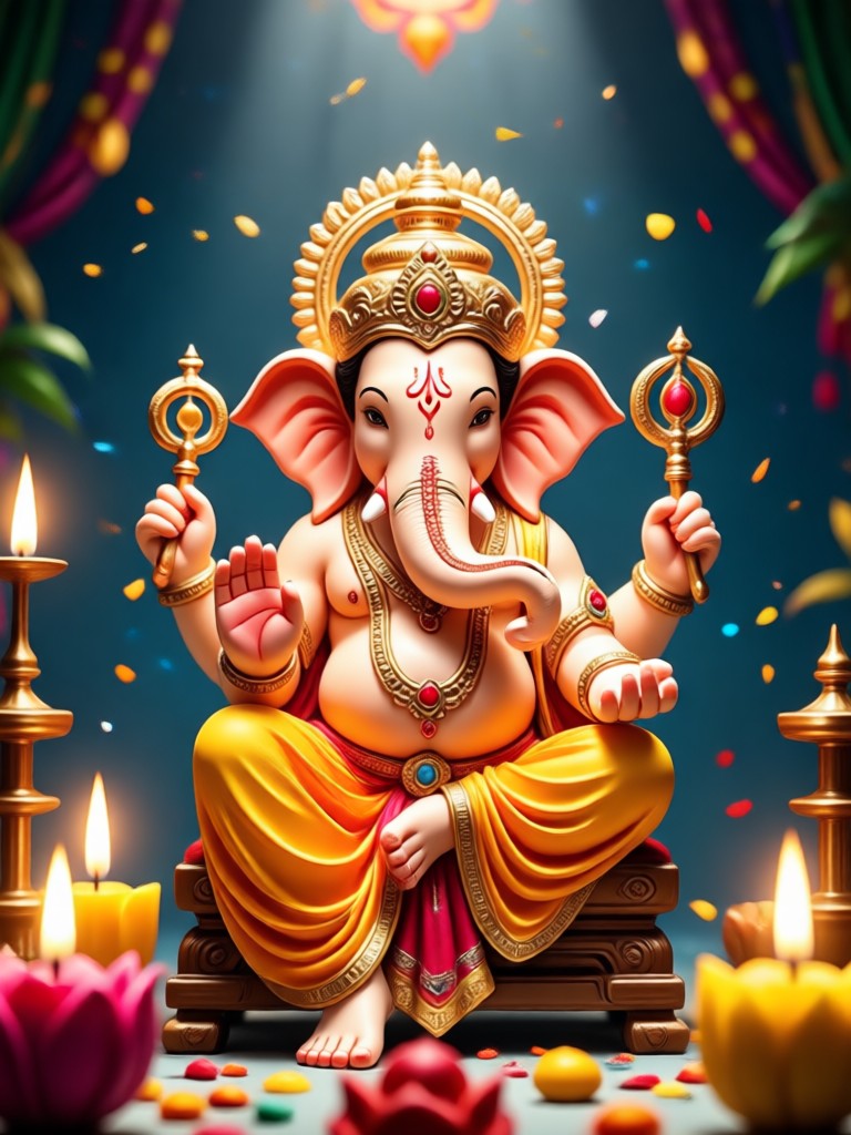 Familienfoto bearbeitet mit Ganpati-Segen KI-Filter