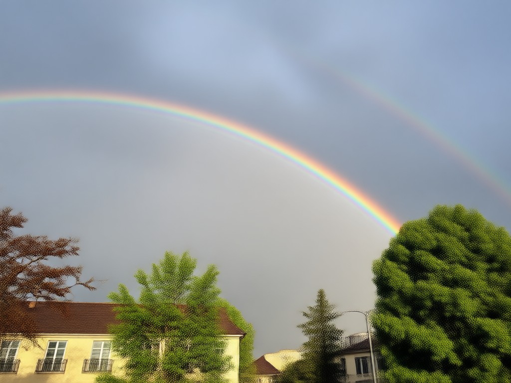 Realistic rainbow added to landscape