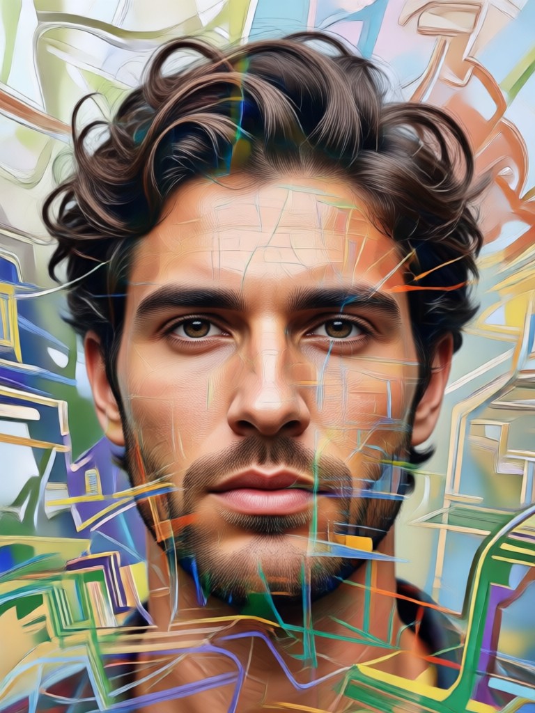 Rock album cover with face blended with cracked earth