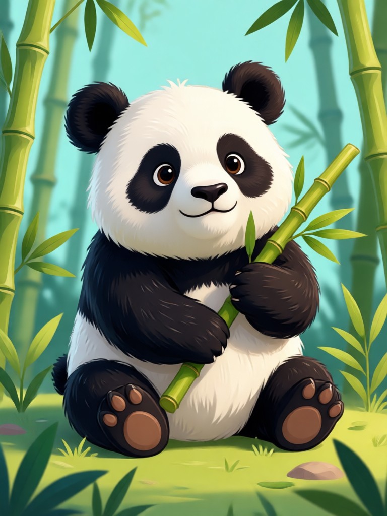 Panda astronaut floating in space