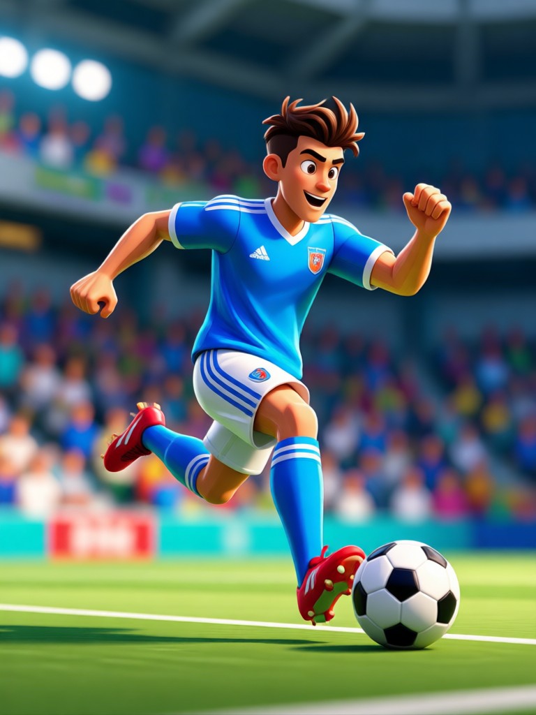 AI animated football player action shot