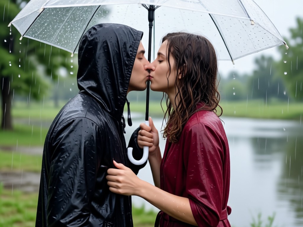 Close up of AI generated realistic kissing motion