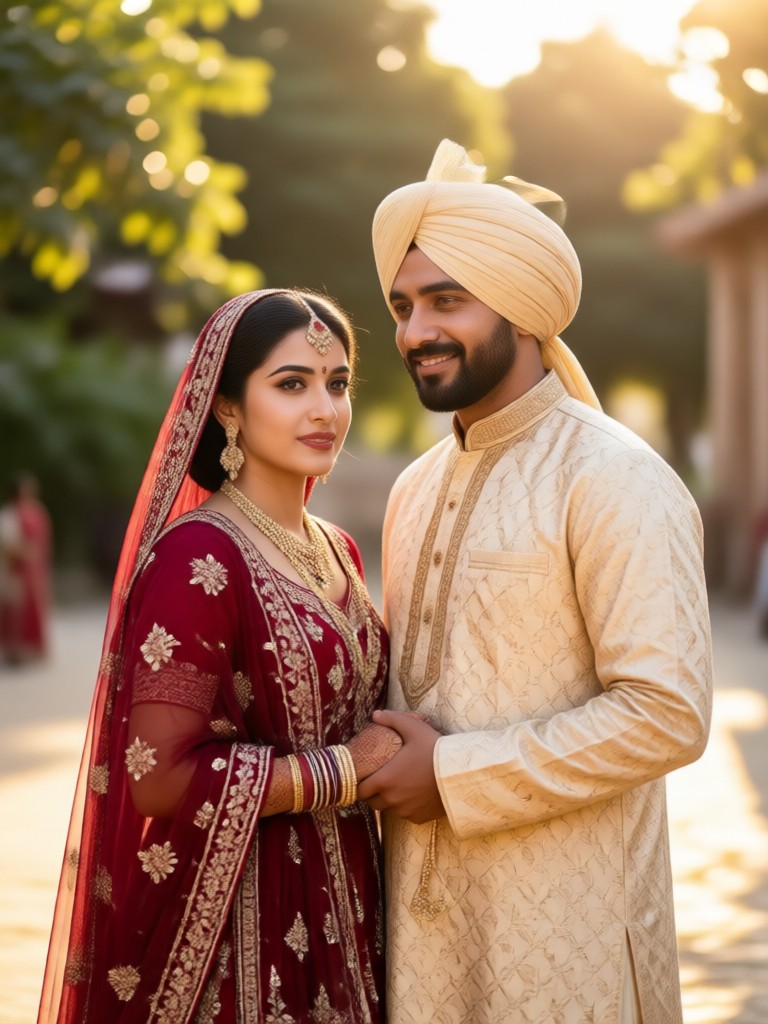 Bridal portrait with intricate jewelry and dupatta