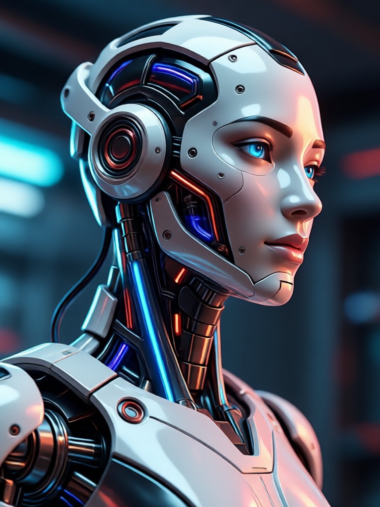 Figura de acción estilo cyberpunk
