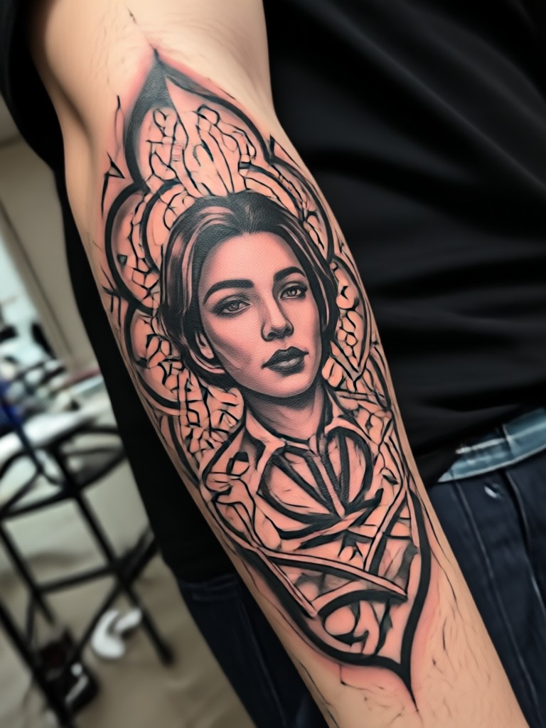 Blackwork abstract geometric tattoo