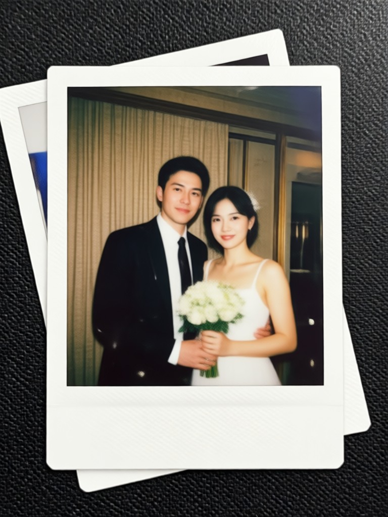 Retro 80s style couple photo booth strip