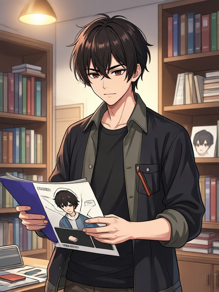 Anime guy with supernatural glowing eyes