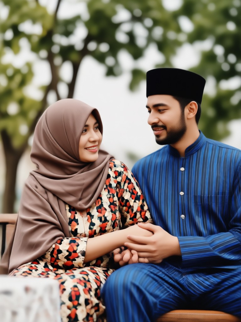 AI generated Islamic themed couple illustration