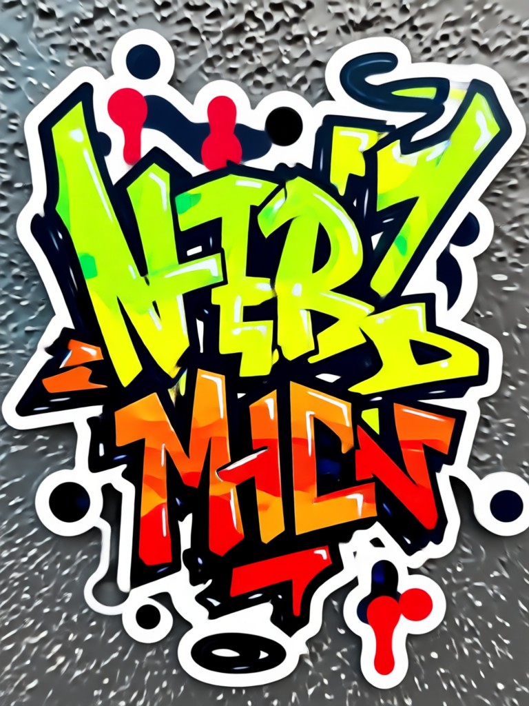 Cyberpunk neon street art sticker