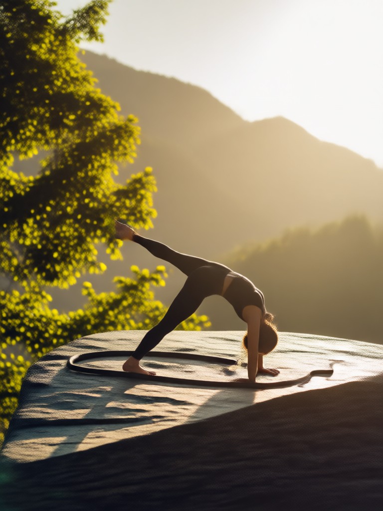 Yoga photo creator cobra pose snowy landscape