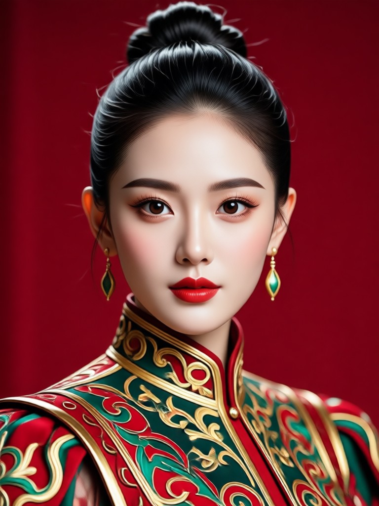 Influencer red background social media portrait
