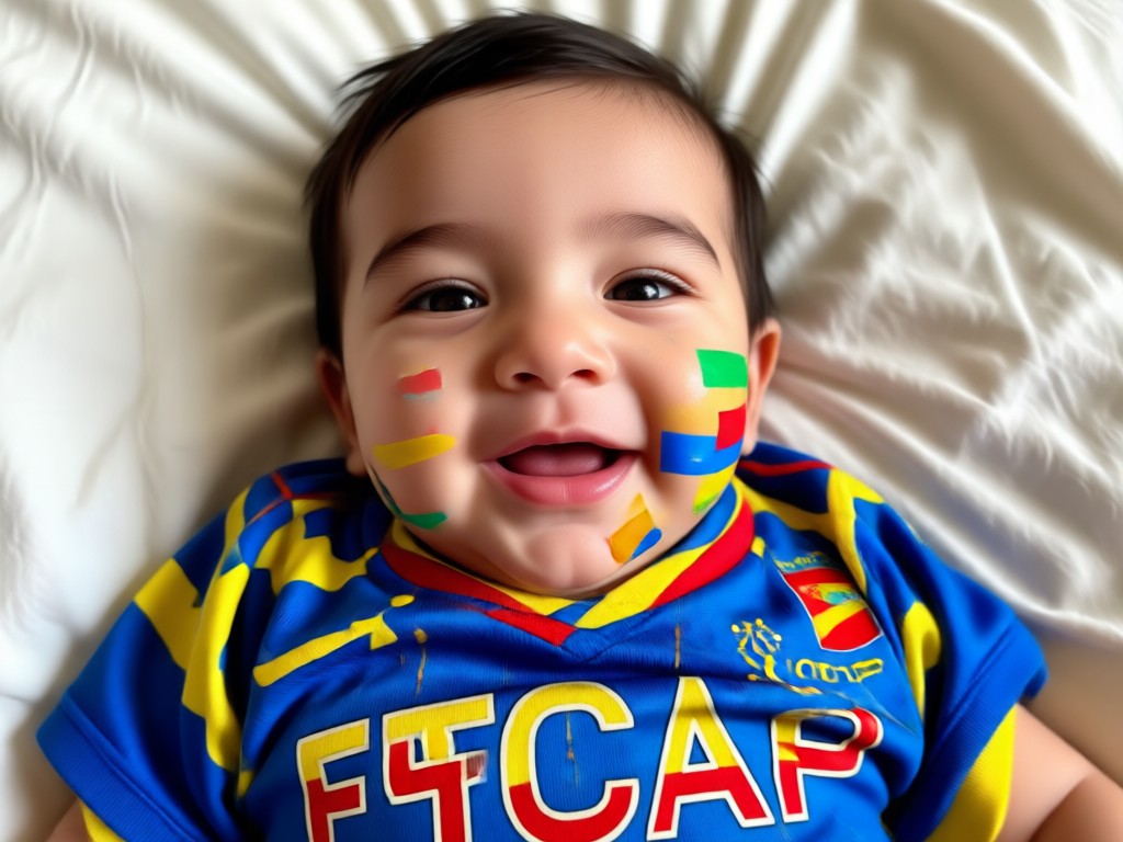 Realistic ai soccer jersey on baby