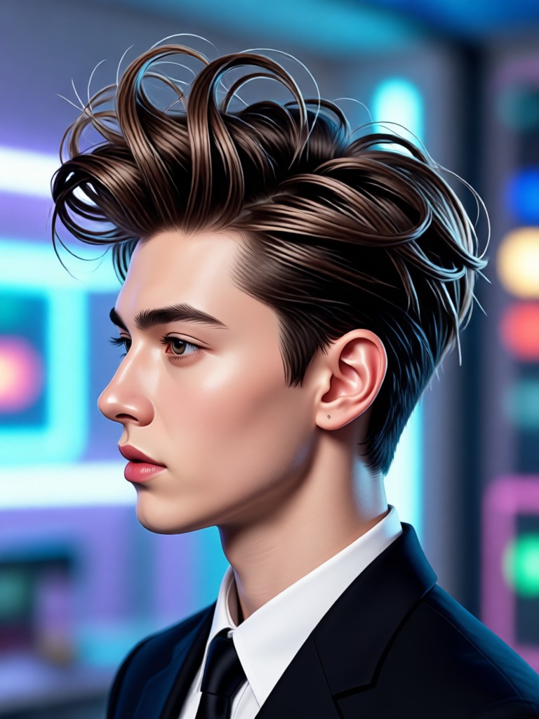 AI hairstyle with curtain bangs and face framing layers