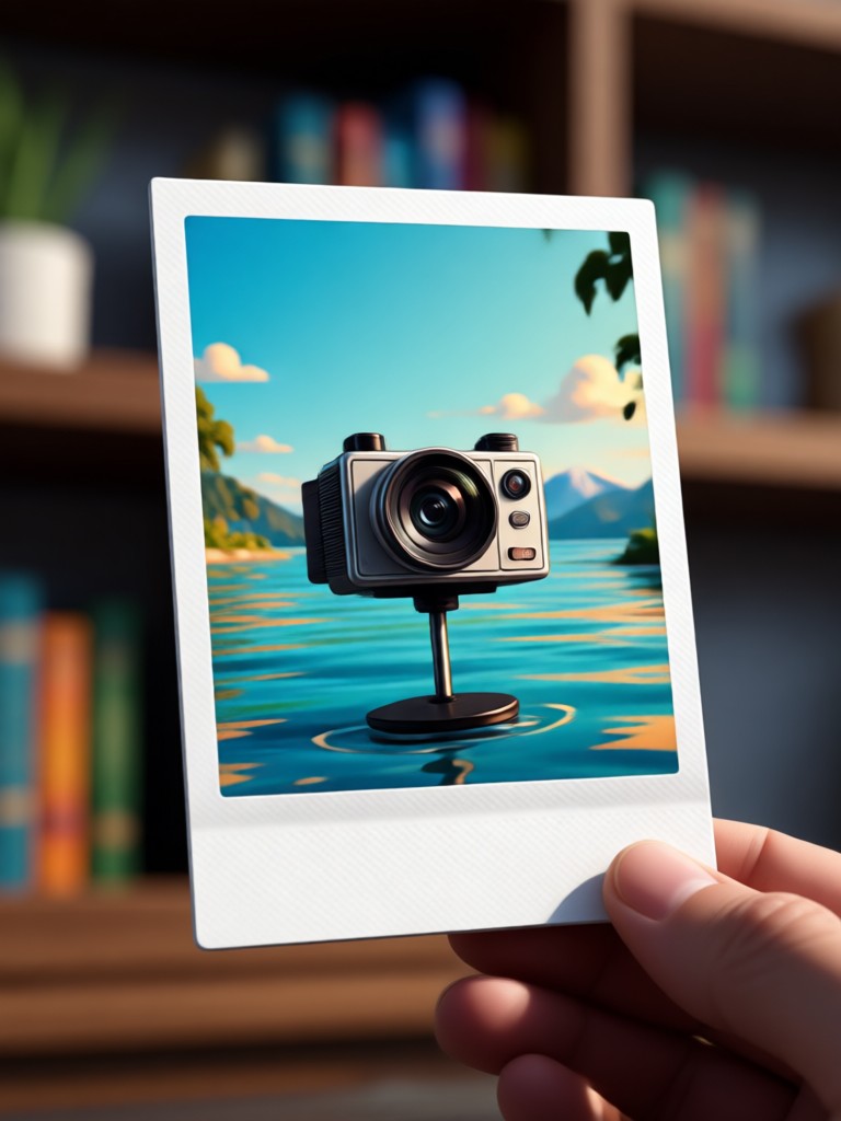 Food photo in vintage 3D polaroid style