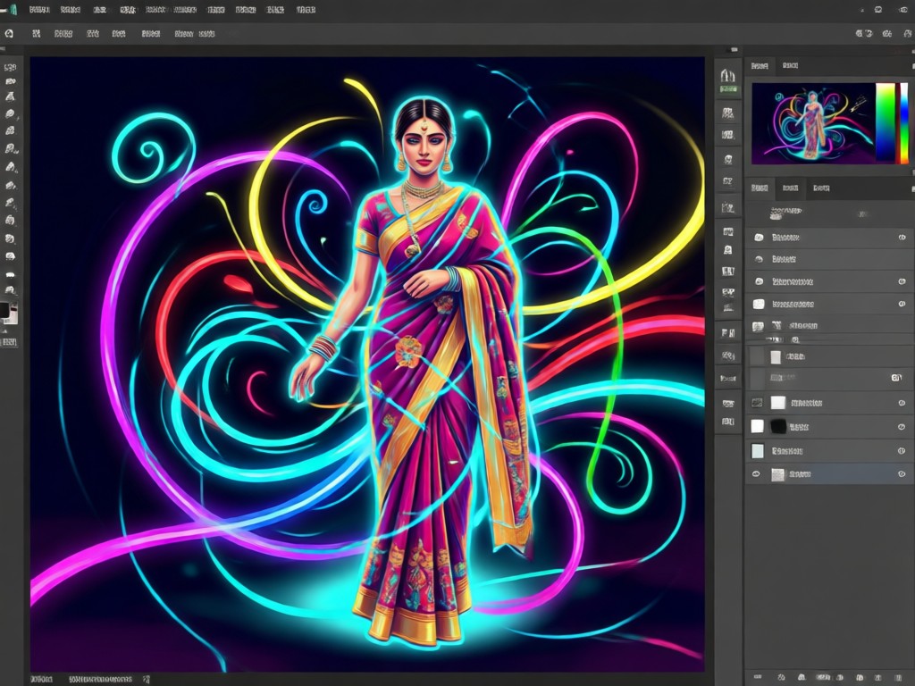 Woman using AI saree generator on phone