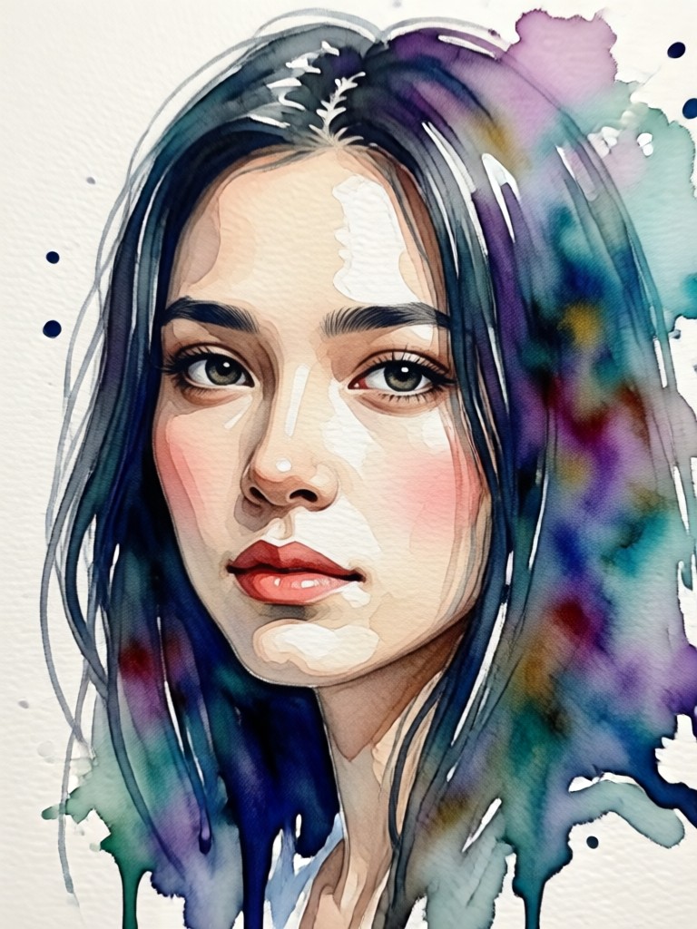 AI watercolor portrait vintage style